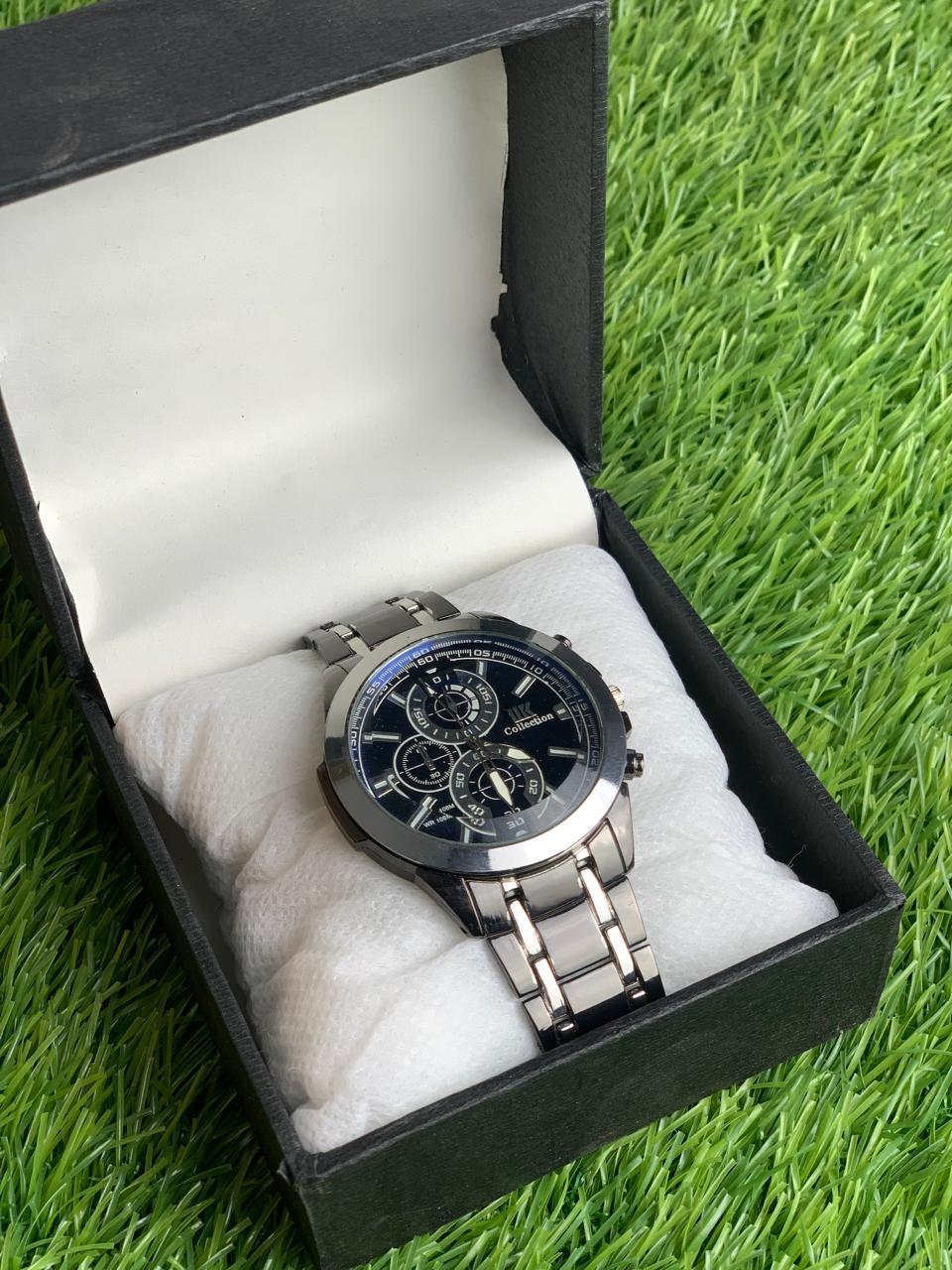 Luxury Silver Chronograph Watch