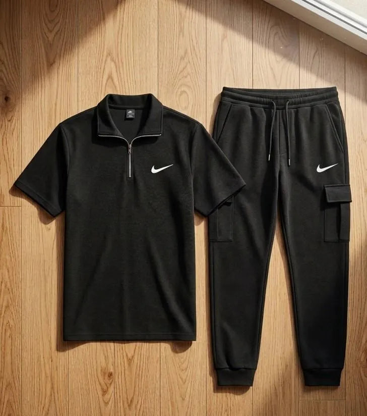 Men’s Stylish Half Zip T-Shirt with Jogger Pants