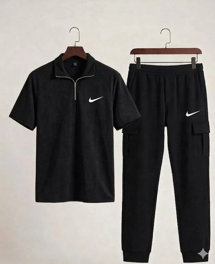 Men’s Stylish Half Zip T-Shirt with Jogger Pants