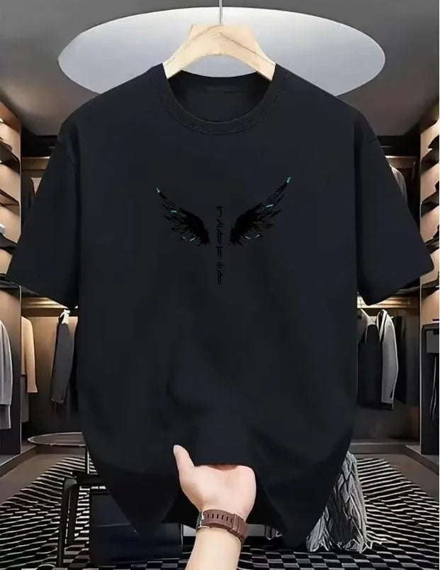 Men's Black Printed Wings Dri Fit T-Shirt Round Neck