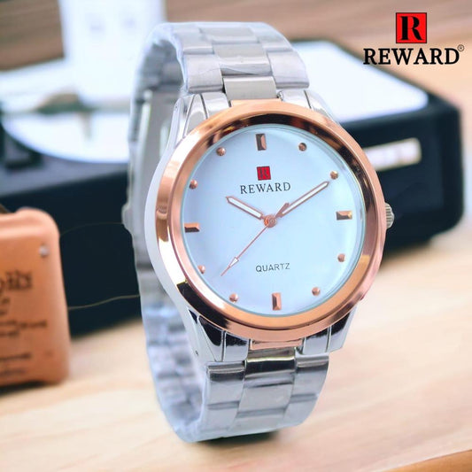 Men's Stainless Steel Chain Strap Watch White Round Dial