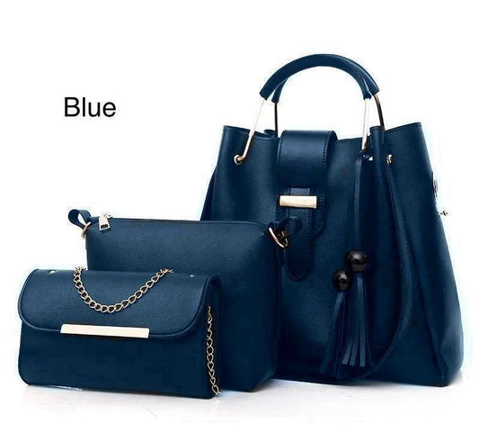 Women's 3-Piece Leather Handbag Set